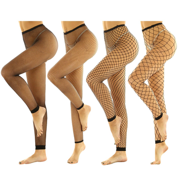 Women's Through Sheer High-Waist Hollow Out / Sexy Footless Stretchy Tights Stockings - EVE's SECRETS
